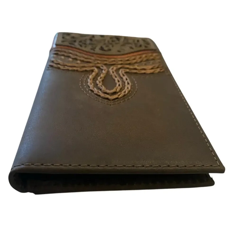 NWT Men’s Justin Russet Inlay Rodeo Genuine Leather Brown Western RFID Wallet